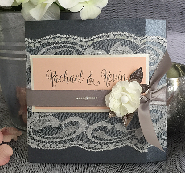 Peach & Grey Wedding Invitations