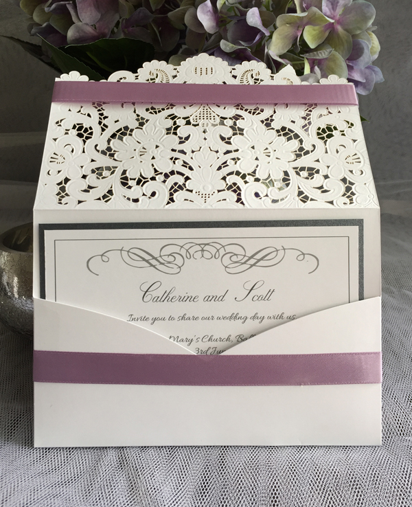 Lilac and Grey Wedding Invitations