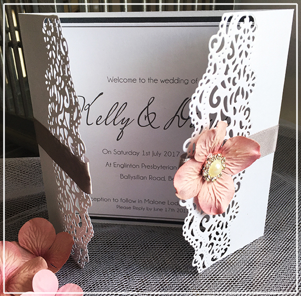 Pink and Grey Hydrangea wedding Invitations