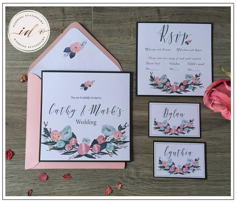 Watercolour floral Invitation package