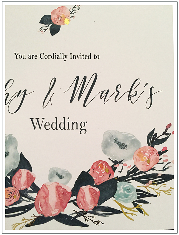 Watercolour floral Invitation Close-up