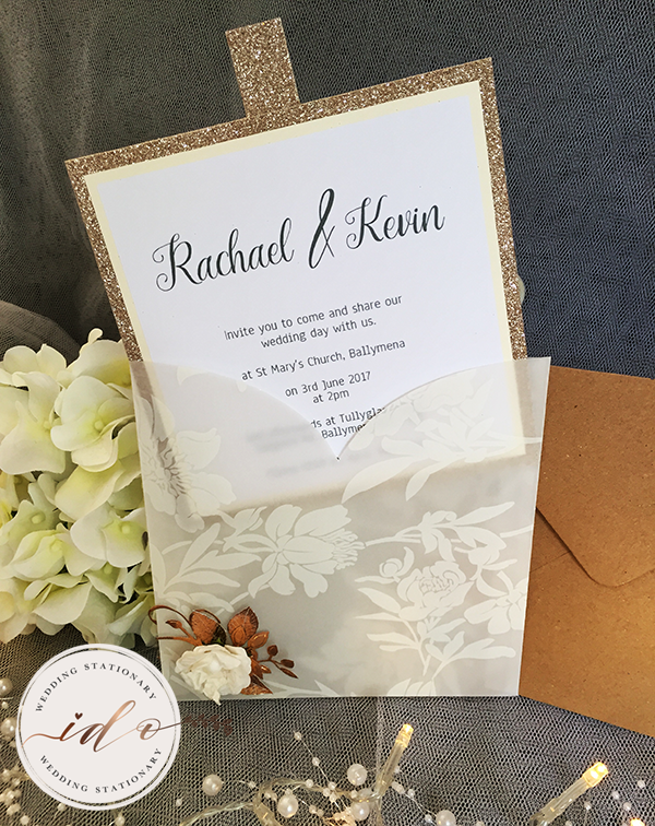 Ivory & Copper Vellum pocket Invitation