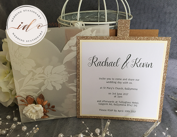 Ivory & Copper Vellum pocket Invitation