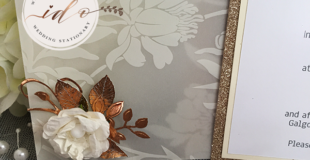 Ivory & Copper Vellum pocket Invitations