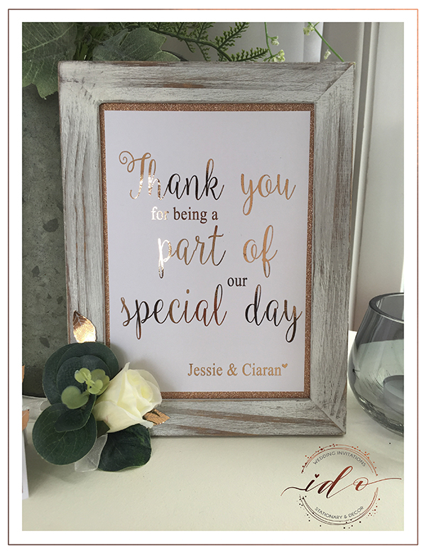 Rose gold Wedding! Thank you Frame.