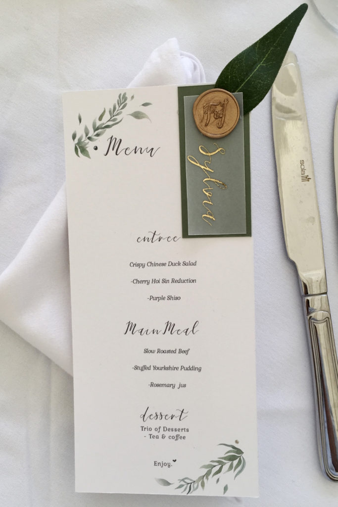 Guest Name on Menu Foliage