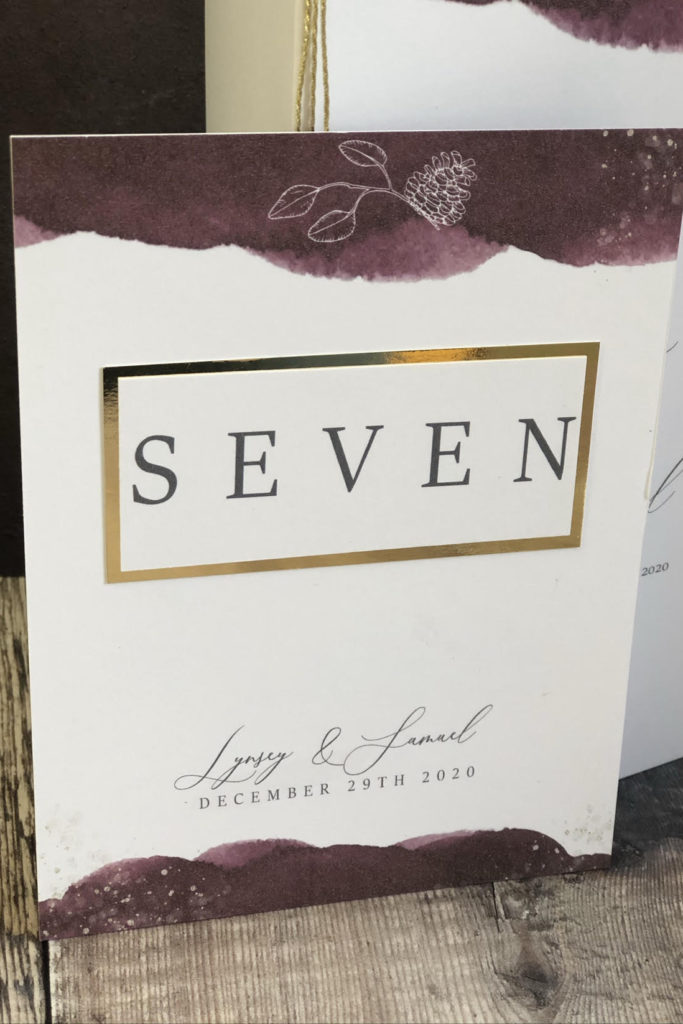 Burgundy Watermark with gold table number