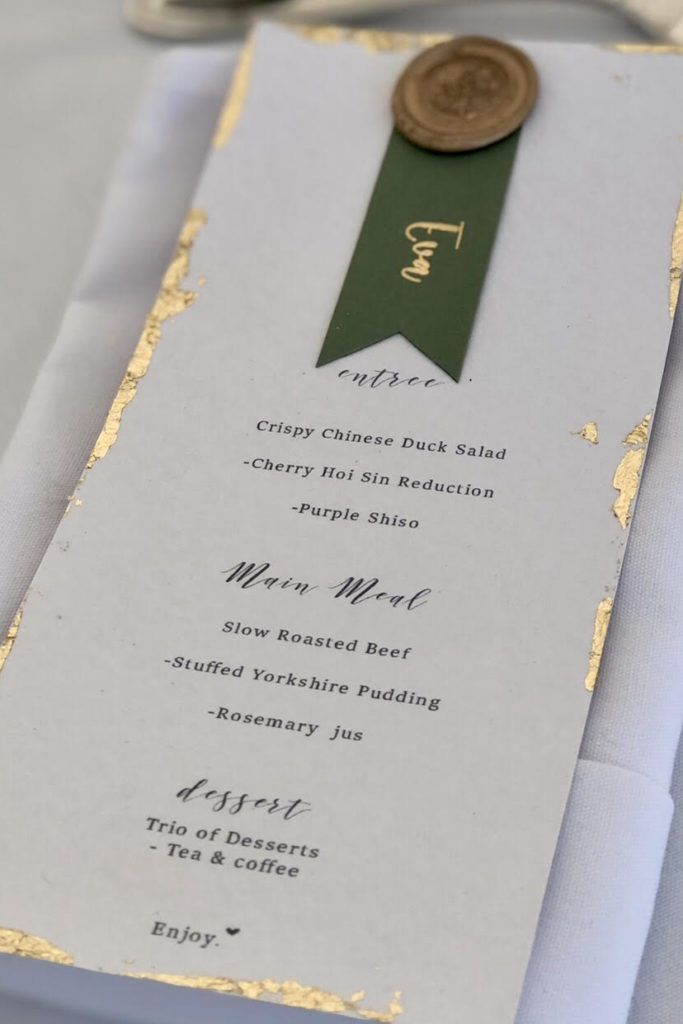 Guest Name on Menu with wax seal