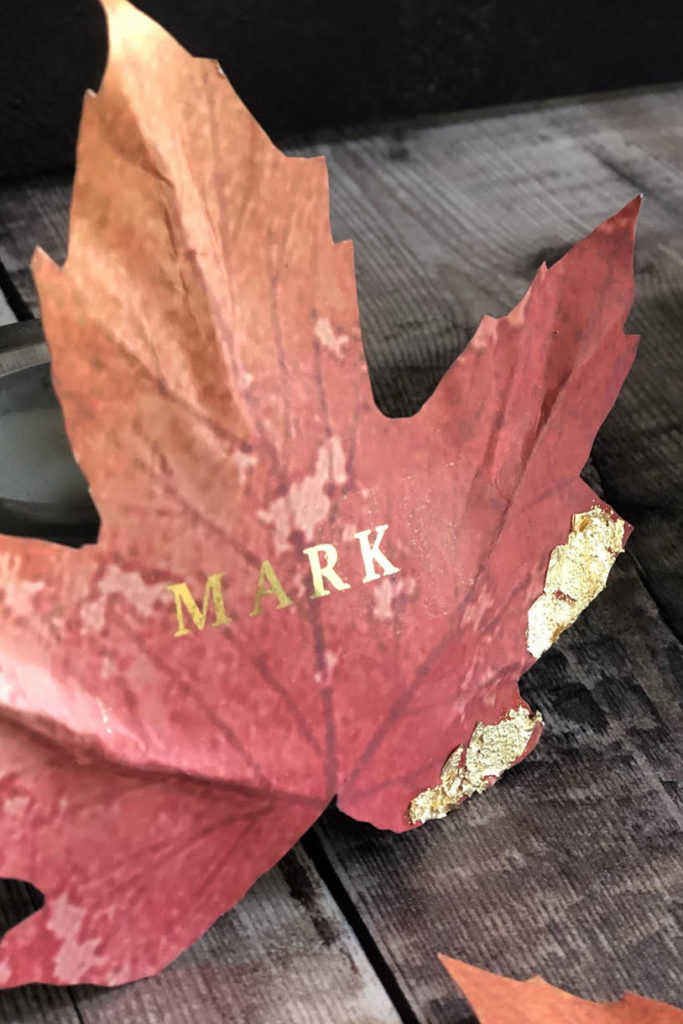 Autumn Theme guest name on leaf