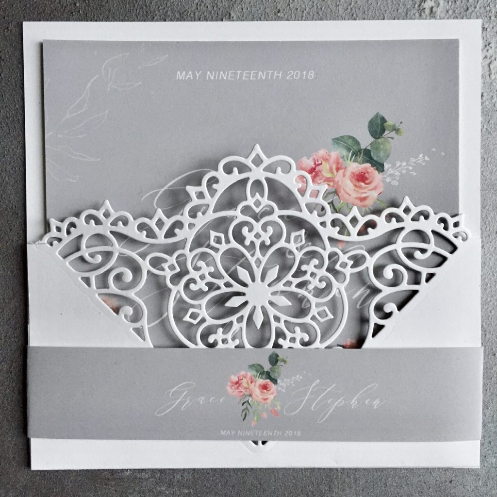 Grace-Pink Roses Invitation Suite