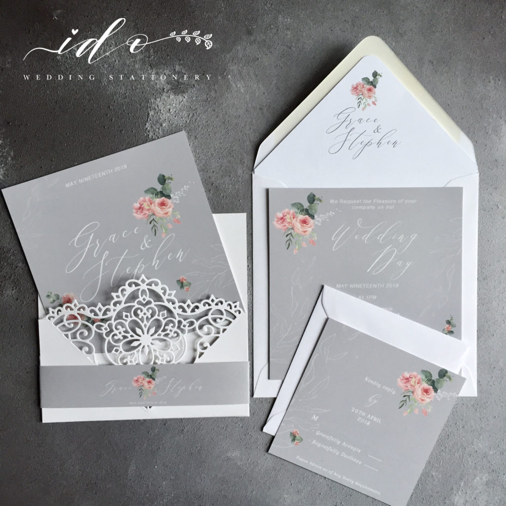 Grace-Pink Roses Invitation Suite