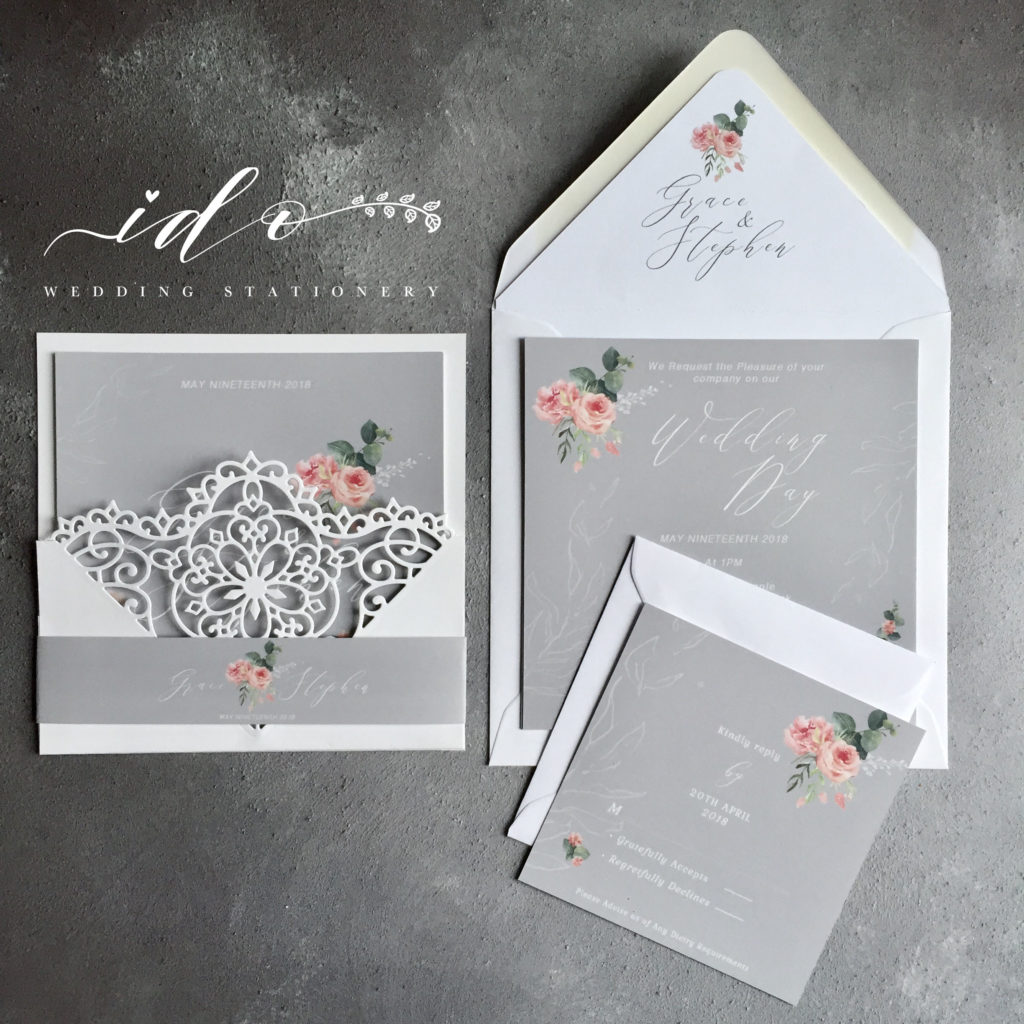 Grace-Pink Roses Invitation Suite