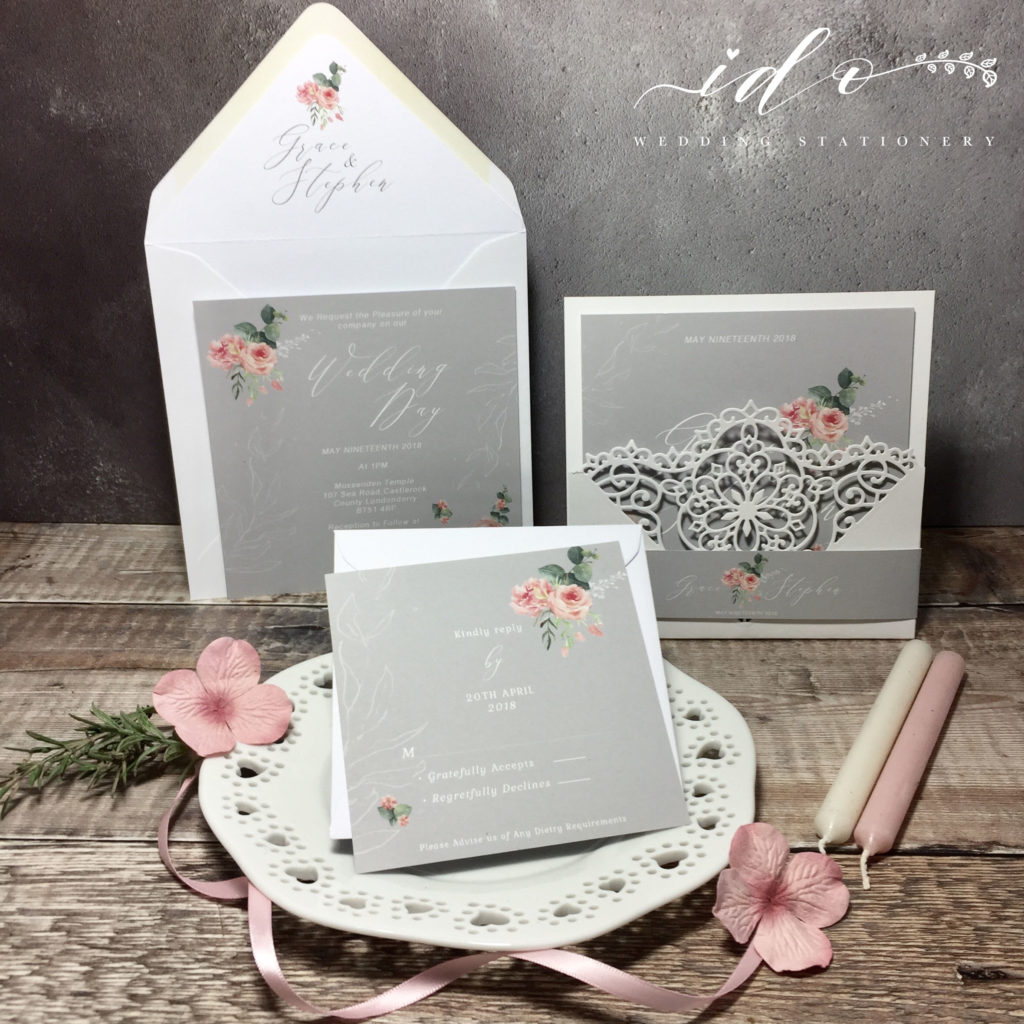 Grace-Pink Roses Invitation Suite