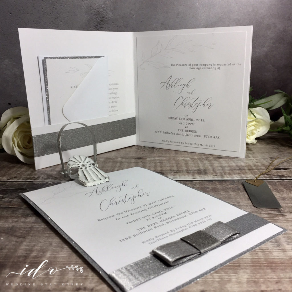White & Silver Wedding Invitation