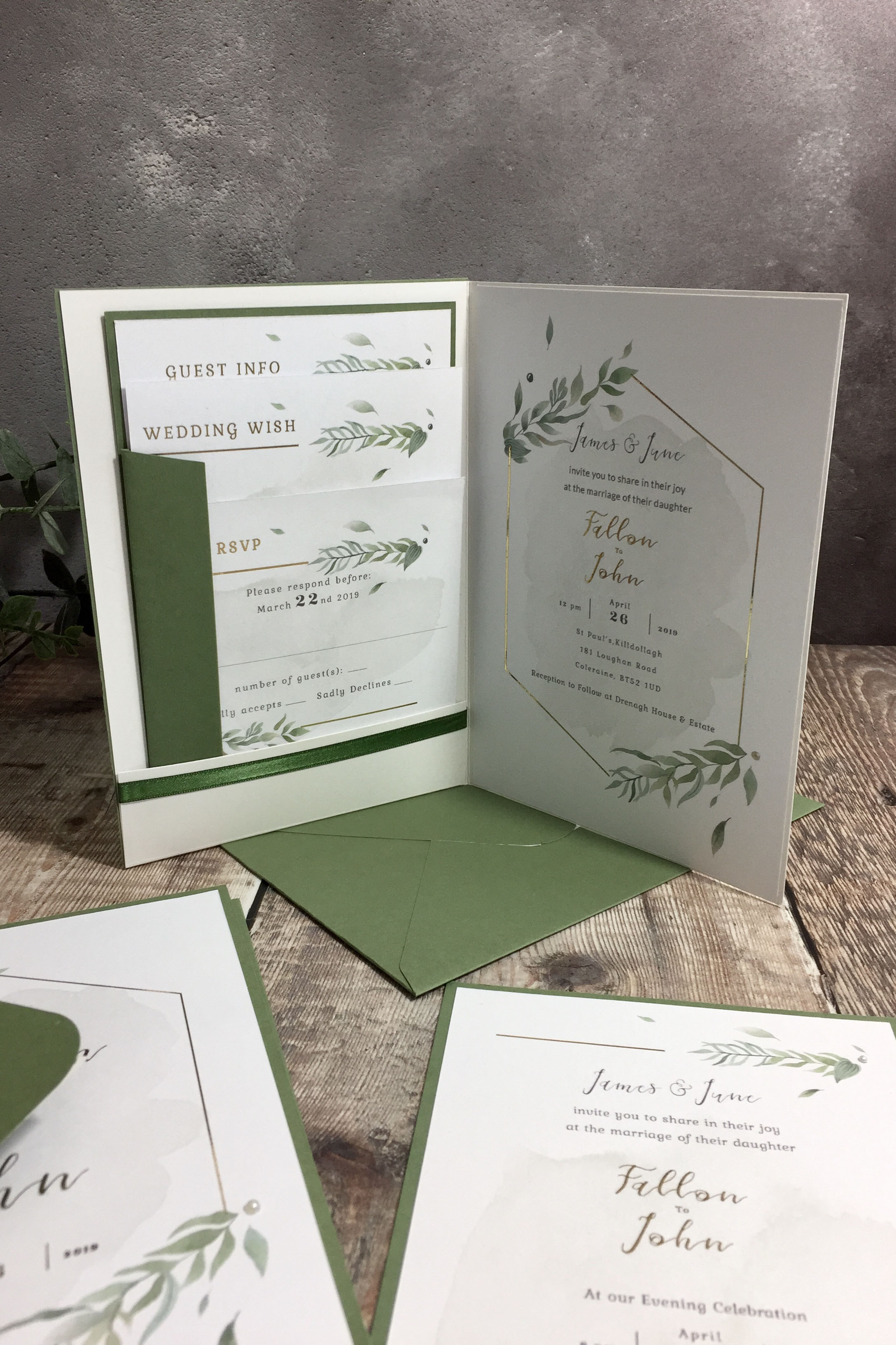 Elegant Gold Foliage Wedding Stationery