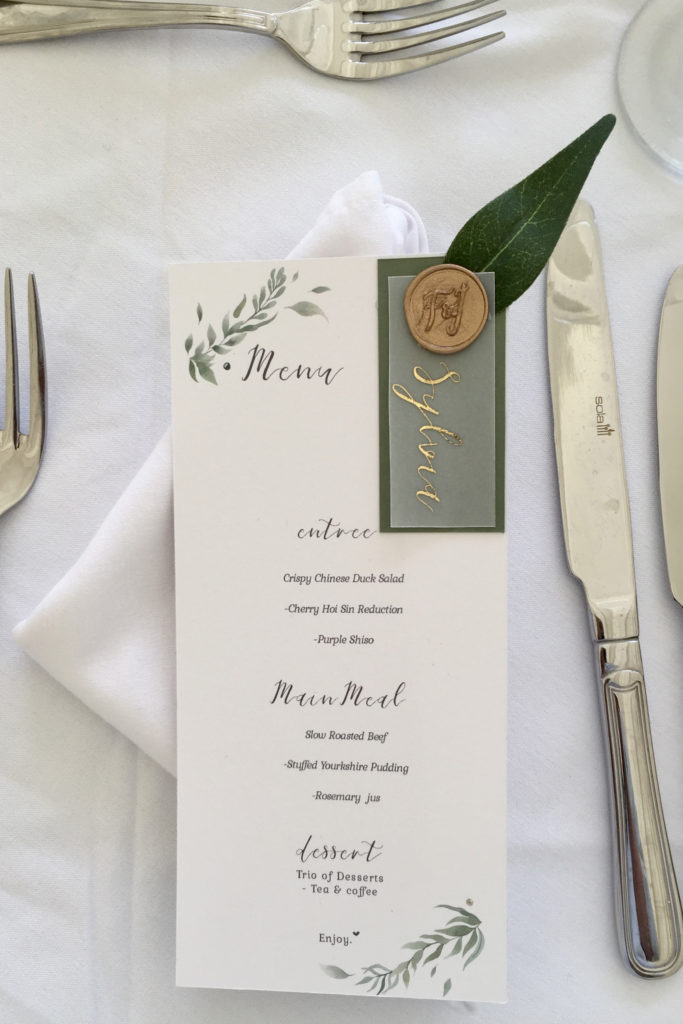 Gold & Foliage Menu