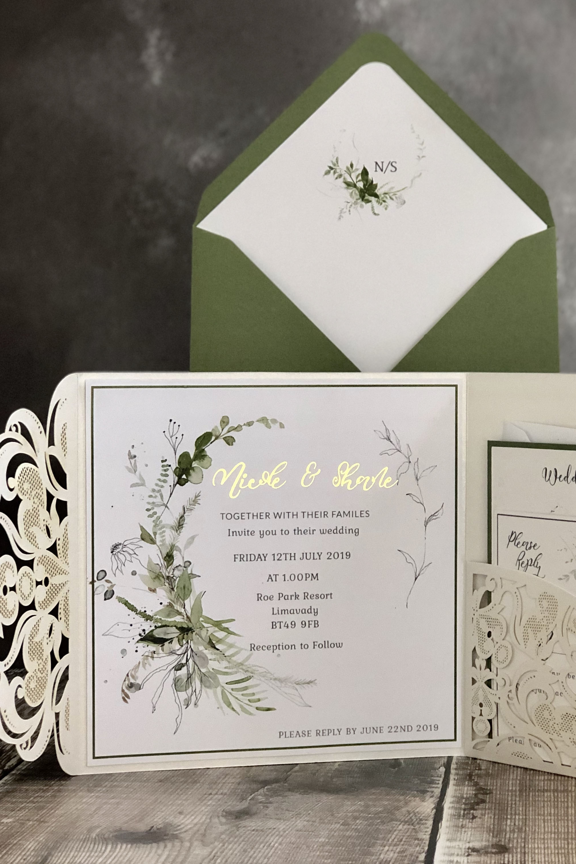 Stunning Foliange Wedding Invitation