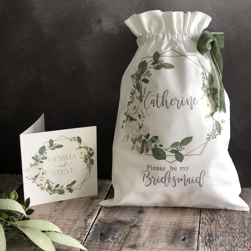 Personalised Linen Drawstring Bag 4