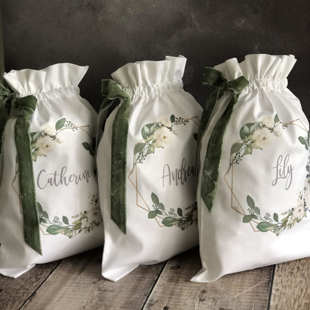 Personalised Linen Drawstring Bag 1